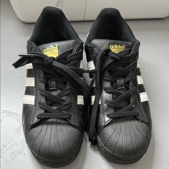 Adidas Black and White Sneakers with Gold Logo - Picture 3 of 6